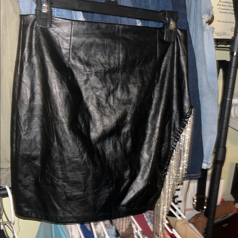 Black Leather Skirt with slit